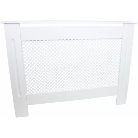 Festnight Copritermosifone In MDF Bianco 112x19x81 Cm – Mensola Decorativa Per Radiatori, Design Moderno A Stecche, Facile Da Montare
