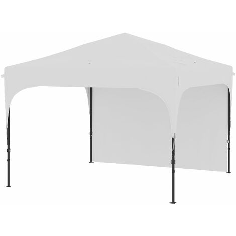 Gazebo da Giardino ad Altezza Regolabile su 3 Livelli 3x3m in Poliestere e Acciaio Bianco (1/5)