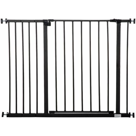 Cancelletto per Cani Estensibile con Viti e Ampia Apertura 76-107x76 cm in Metallo e Plastica Nero
