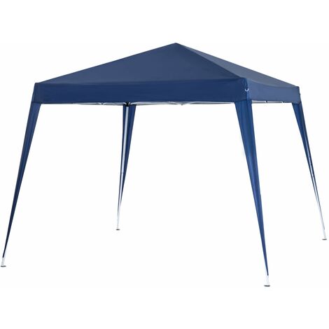 Gazebo Pieghevole da Giardino  con Struttura  Antivento 2,4x2,4m in Acciaio e Corde Blu (1/5)