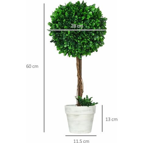 Pianta Artificiale in Bosso 2 Alberi 559 mm Piante Finte Topiaria Decorativa con 10 Foglie di Ricambio 4 Farfalle Decorative, per Decorazione Interno Esterno Giardino Terrazzo Balcone Ingresso | IT