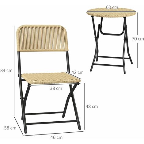 Set Giardino 3 Pezzi Outsunny - 2 Sedie E Tavolino In Rattan E Acciaio, Pieghevoli, Giallo E Nero - Foto 6