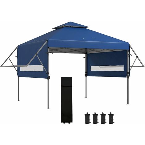 Gazebo Pieghevole con Pareti Estensibili Altezza Regolabile e Borsa con Ruote 5x3m  Blu (1/5)