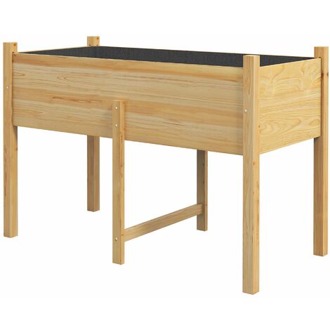 Orto Rialzato con 2 Fori di Drenaggio e Sacca in Tessuto non Tessuto 115x55x80 cm in Legno di Abete Naturale