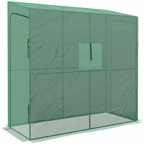 Serra da Giardino a Muro con 2 Porte Avvolgibili e Copertura 200x80x200 cm in PE Anti UV Verde