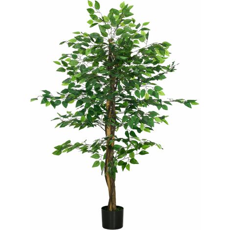 Pianta Artificiale di Ficus da Interno e Esterno H150 cm con Vaso Verde (1/5)