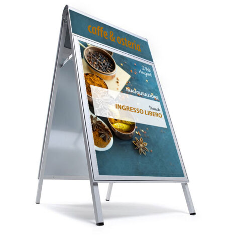 Cavalletto Pubblicitario Bifacciale 70x100cm - Cornice In Alluminio Per Interni/Esterni, Con Protezione PVC - Foto 3