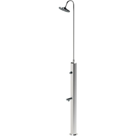 Doccia da Giardino con Pulsante Temporizzato su Doccia e Lavapiedi Minijet-P Inox Anodizzato