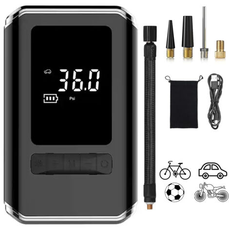 Compressore Aria Portatile TEMOLA - Gonfiatore Pneumatici Digitale, 150 PSI, Luce LED, USB, Per Auto, Bici