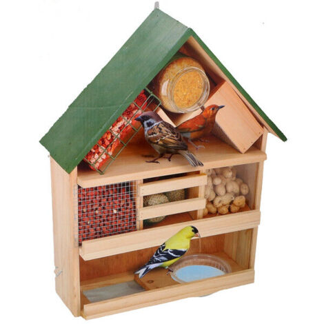 Mangiatoia per Uccelli Giardino Casetta Uccellini Hotel Api 3 Piani in Legno XL (1/3)