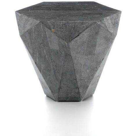 Tavolino da Soggiorno 60x60x50 cm in Pietra Fossile Diamond small Grigio (1/2)