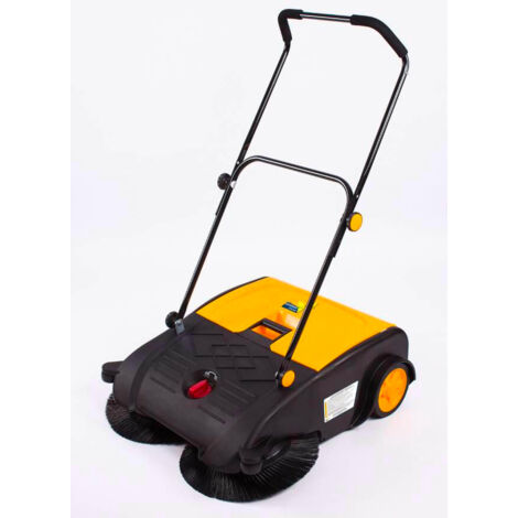 Spazzatrice Manuale a Spinta 2 Spazzole Rotanti Frontali Contenitore 50 Litri Giallo (1/2)