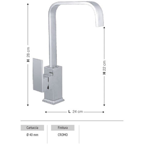 Rubinetto Cucina Miscelatore Monocomando Lavello in Ottone Malaga Cromato