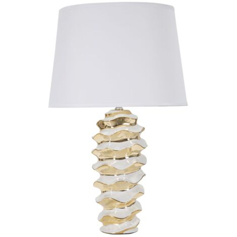 Lampada da Tavolo Glam Space 33x53x33 cm in Ceramica Bianco/Oro