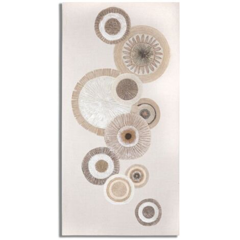 Dipinto su Tela Circly con Inserti 1 50x3,2x100 cm in Legno e Tessuto (1/5)