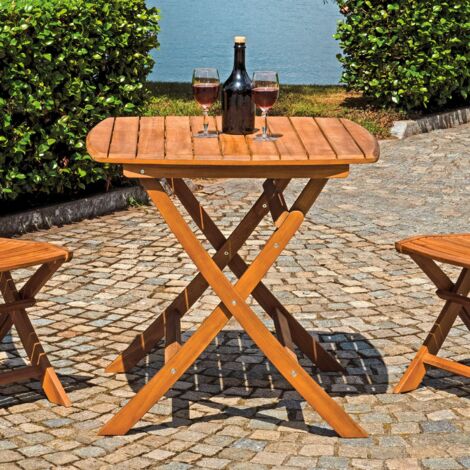 Tavolo Pieghevole da Giardino 80x80x76 cm Piombino in Legno di Acacia (1/3)