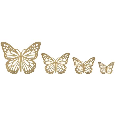 Set 4 Farfalle Decorative 3D da Muro in Ferro Oro (1/5)