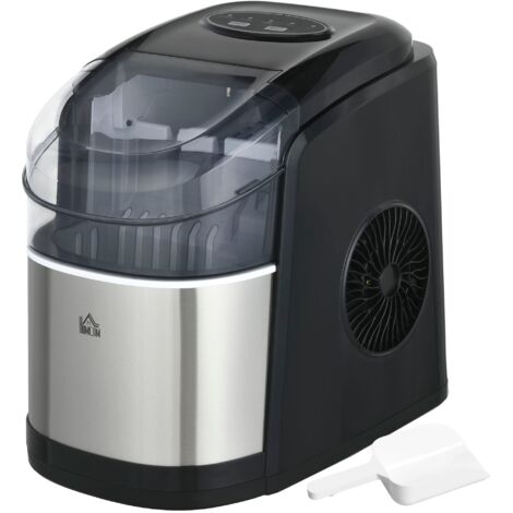 Macchina del Ghiaccio Autopulente da 9 Cubetti in 6-12 Minuti 24.2x35.3x33 cm in PP e Acciaio Inox Nera (1/5)