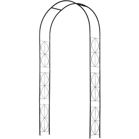 Arco per Rose e Supporto per Piante Rampicanti in Metallo 114x30x230cm Nero