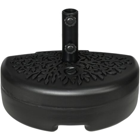 Base per Ombrellone Semicircolare Riempibile con Sabbia o Acqua per Pali 38-48mm Nero