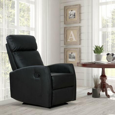 Poltrona Relax Reclinabile Ergonomica in Similpelle 65x92x100 cm Nero