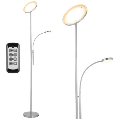 SIBRILLE Lampada da Terra Salotto, 36 W Super Luminosa, Moderna Piantana LED Dimmerabile con Telecomando, 2400LM 3000K-6000K Lampada da Lettura per Soggiorno, Camera da Letto, Ufficio, Bianco