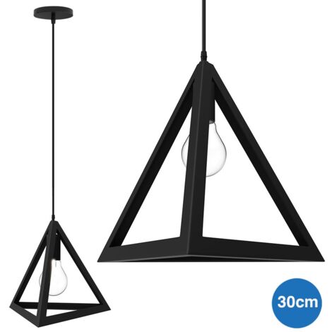 Lampadario Lampada Sospensione Piramide 30cm Design Moderno Paralume Nero