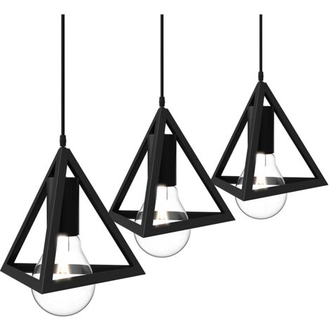 Lampadario Lampada Sospensione Piramide 18cm Design Moderno Paralume Nero