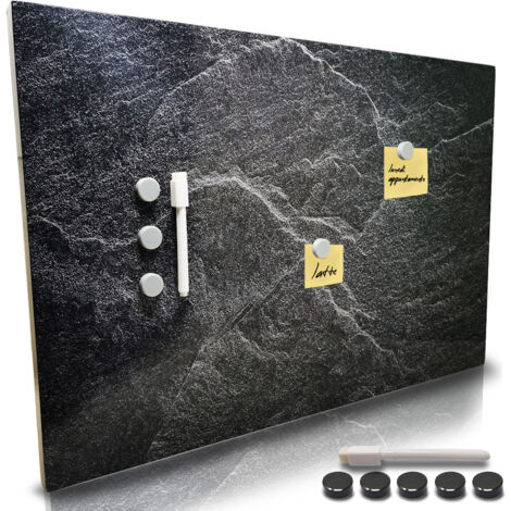 Lavagna Magnetica Stampa Marmo Nero 60x40 cm 1 Pennarello Cancellabile 5 Magneti