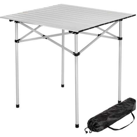 Tavolo Da Campeggio Picnic Richiudibile In Alluminio 70x70x70 cm Con Custodia