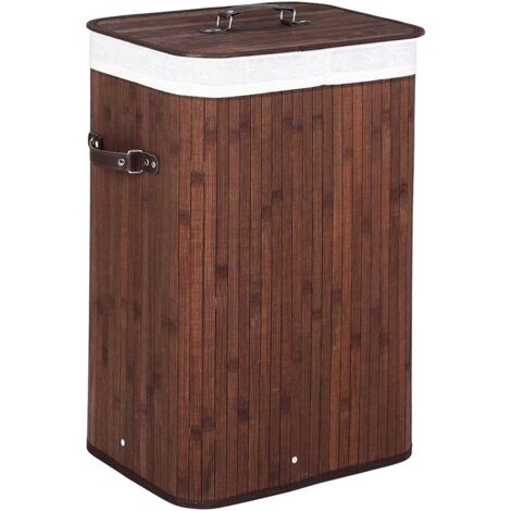 Belle Vous Cesto Portabiancheria Sporca - Porta Biancheria Pieghevole Rettangolare - con Coperchio e Maniglie - Capacità 58 L - Cesta per Panni Sporchi Salvaspazio - Bianco