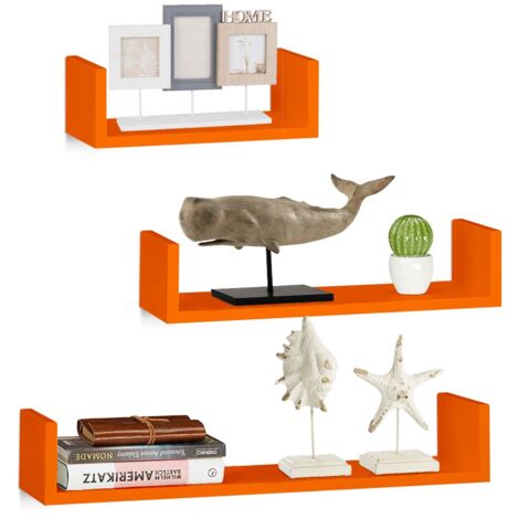 BAKAJI Set 4 Mensole Rotonde A Parete In MDF – Design Moderno, 4 Misure, Colore Blu, Carico 5 Kg Ciascuna
