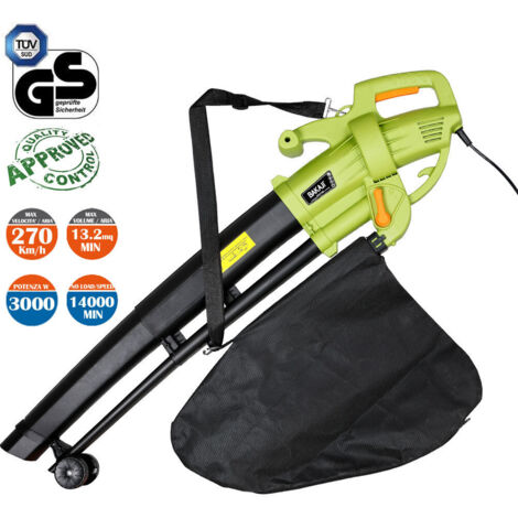 Aspiratore per foglie Trituratore e Soffiatore Elettrico 3000W Aspirafoglie 3in1
