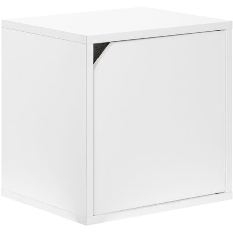 Pensile Mensola Cubo con 1 Anta Libreria da Parete Scaffale Bianco 35x35cm Design Moderno (1/5)