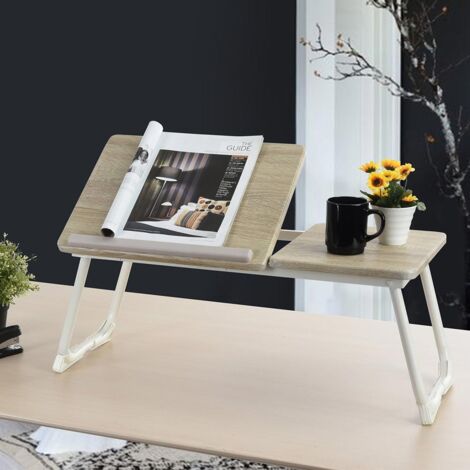 Tavolino Pieghevole In Bambù Per Letto Con Cassetto E Piano Inclinabile, Per Computer Portatile, Colazione O Lettura (50x30x20 Cm)