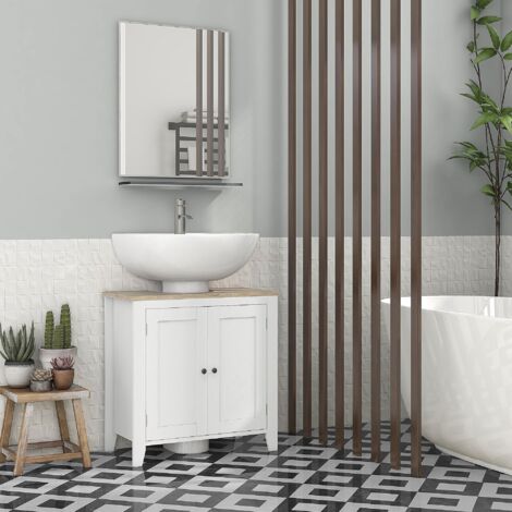 Mobile Bagno Sottolavabo 60x30x60 Cm - Doppia Anta, Grigio E Quercia, Con Ripiano Interno