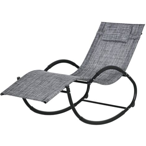 Sedia Sdraio a Dondolo Zero-Gravity da Esterno Impermeabile 155x61x88 cm con Poggiatesta Grigio (1/5)
