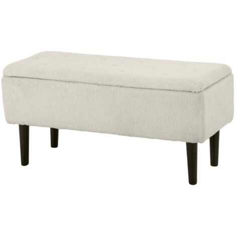 Panca Fondoletto con Vano Contenitore da 47L 95x38x45 cm Rivestimento Bouclé Beige (1/5)