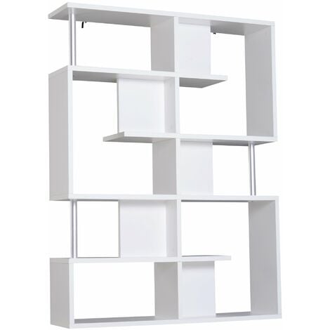 Mobile a Scaffali Libreria 5 Livelli in Legno Bianco 120x28.6x160 cm