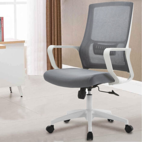 Sedia Ufficio Grigio con Struttura Bianca Poltrona da Scrivania