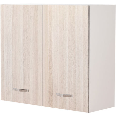 Pensile Cucina Sospeso In Legno Multistrato - Mobile Bianco 60x31x40 Cm Con Sportello Ribaltabile