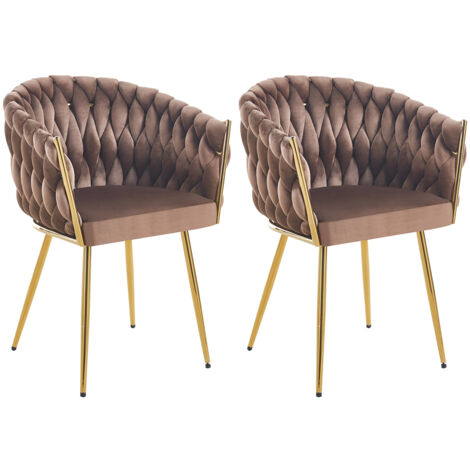 Set 2 Sedie per Sala da Pranzo e Ufficio in Velluto Marrone Sedia Ergonomica (1/5)