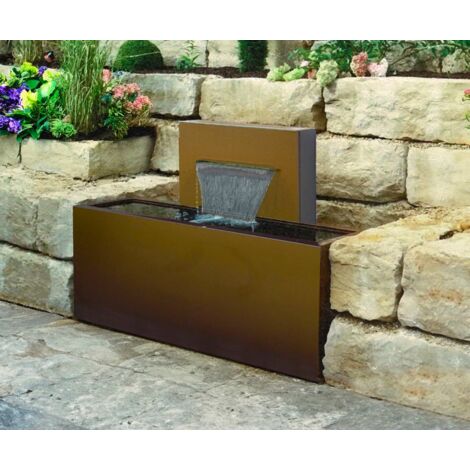 Fontana a Cascata da Giardino 100x45xH90 cm in Metallo con Pompa Corten