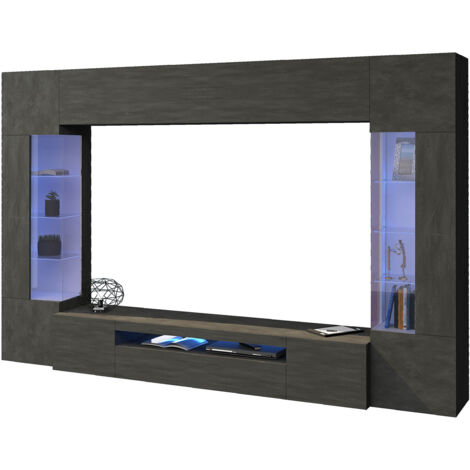 Parete Attrezzata Soggiorno 200x40x35 cm Egypt Grigio Antracite Opaco