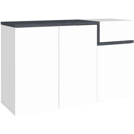 Scarpiera 3 Ante Battenti 1 Antina a Ribalta 120x40x80,1 cm Zet Bianco Lucido e Ardesia (1/4)