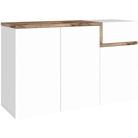 Scarpiera 3 Ante Battenti 1 Antina a Ribalta 120x40x80,1 cm Zet Bianco Lucido e Acero Pereira (1/4)