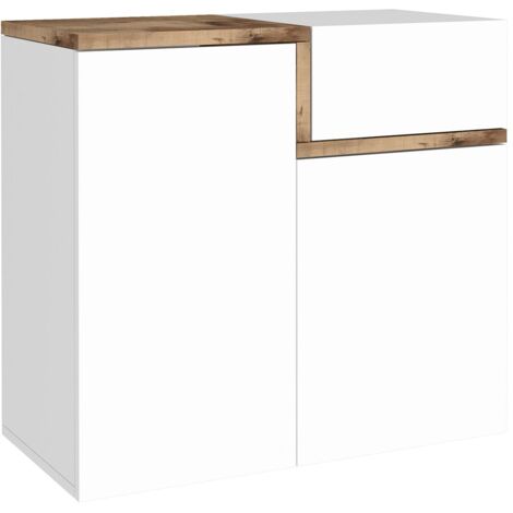 Scarpiera 2 Ante Battenti 1 Antina a Ribalta 80x40x80,1 cm Zet Bianco Lucido e Acero Pereira (1/4)