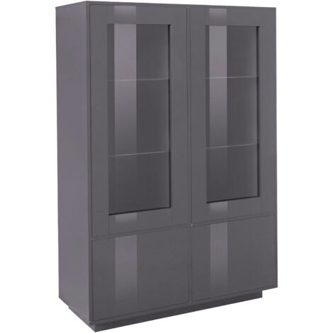 Mobile Vetrina 4 Ante 100,1x41,4x146 cm Bloom Grigio Antracite Laccato Lucido (1/5)