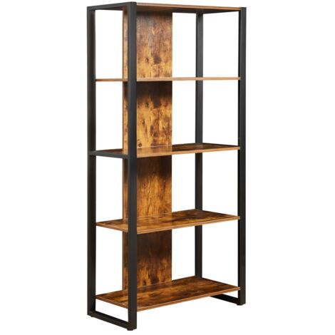 YITAHOME Libreria Industriale A 5 Ripiani – 158x40x30 Cm, Legno E Metallo, Rustica Marrone, Per Soggiorno E Ufficio - 2