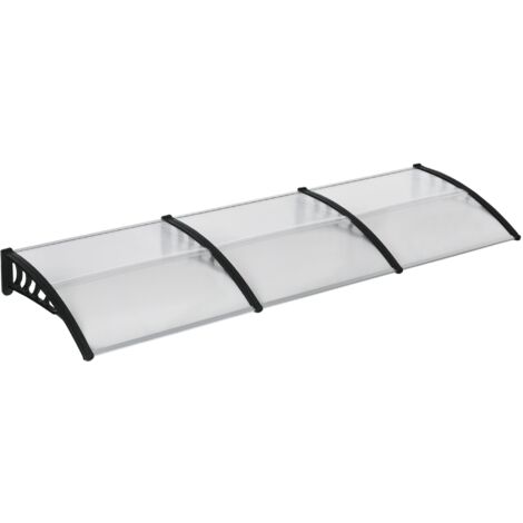 Tettoia in Policarbonato e Alluminio per Balconi 303x96x27 cm Finestre e Porte Nero e Trasparente